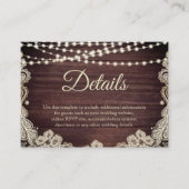 Rustiek hout ivoor kant string lampjes details Enc Informatiekaartje (Voorkant)