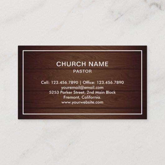 Rustiek Hout Jezus Christus Kruis Pastor Visitekaartje (Achterkant)