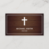 Rustiek Hout Jezus Christus Kruis Pastor Visitekaartje (Voorkant)