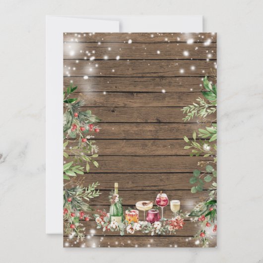 Rustiek Hout Jingle & Mingle Kerstdiner Kaart (Achterkant)