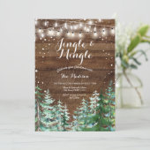 Rustiek Hout Jingle & Mingle Kerstfeest Kaart (Staand voorkant)