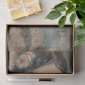 Rustiek Hout, Jong Meisje, Bloem in Haar Decoupage Tissuepapier (Geschenk)