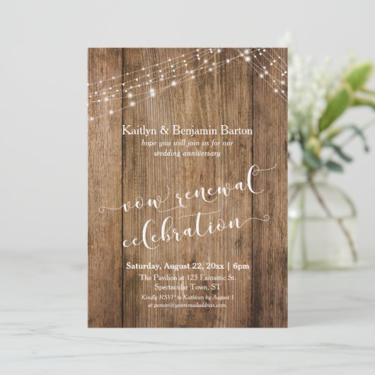 Rustiek hout Jubileum gelofte vernieuwing viering Kaart (Staand voorkant)