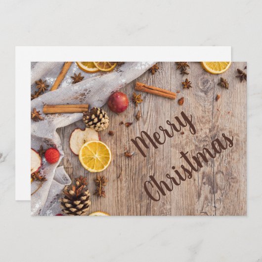 Rustiek Hout Kaneel Specerijen Kerst Bakken Feestdagenkaart (Voorkant / Achterkant)