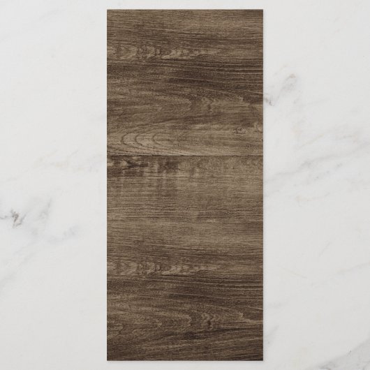 Rustiek Hout &  Kant Bruiloft Diner Menu (Achterkant)