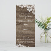 Rustiek Hout & Kant Bruiloft Diner Menu (Staand voorkant)