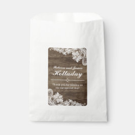 Rustiek Hout & Kant Bruiloft Gepersonaliseerd Bedankzakje