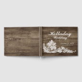 Rustiek Hout &  Kant Bruiloft Gepersonaliseerd Gastenboek (Volledig)