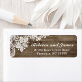 Rustiek Hout & Kant Bruiloft Retouradres Etiket (Insitu)