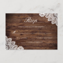 Rustiek Hout  Kant Bruiloft RSVP
