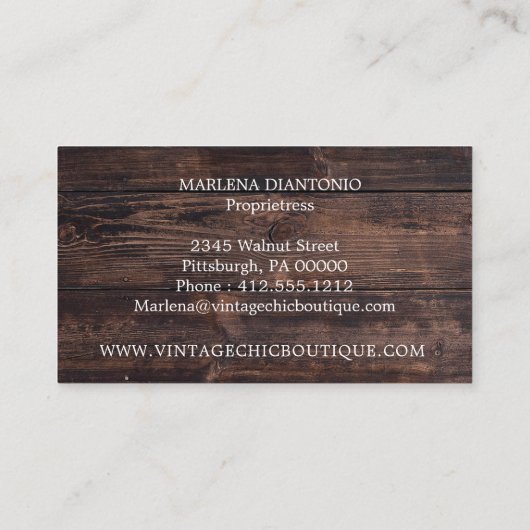 Rustiek Hout  Kant Country Boutique Visitekaartje (Achterkant)