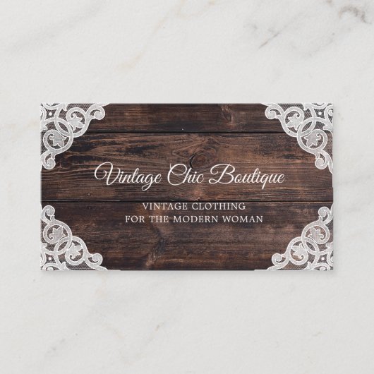 Rustiek Hout Kant Country Boutique Visitekaartje (Voorkant)