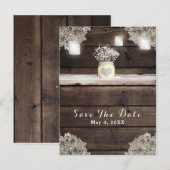 Rustiek hout, kant en metselwerk emmers schuur sav aankondigingskaart (Voorkant / Achterkant)