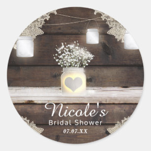 Rustiek hout, kant en metselwerk glazen schuur ele ronde sticker
