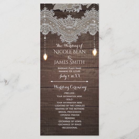 Rustiek Hout &  Kant & Lichten Programma Rack Programmakaart (Voorkant)