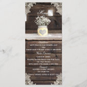 Rustiek Hout, Kant & Mason Jars Schuur Bruiloft Me Menu (Voorkant)