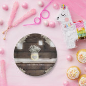 Rustiek Hout, Kant & Mason Jars Schuur Elegant Par Papieren Bordje (Feest)