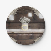 Rustiek Hout, Kant & Mason Jars Schuur Elegant Par Papieren Bordje (Voorkant)