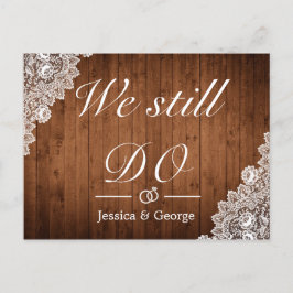 Rustiek hout & kant nog steeds Jubileum invitatie Aankondigingskaart