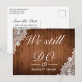 Rustiek hout & kant nog steeds Jubileum invitatie Aankondigingskaart (Voorkant / Achterkant)