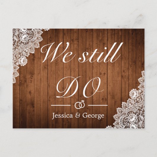 Rustiek hout & kant nog steeds Jubileum invitatie  Aankondigingskaart (Voorkant)