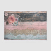 Rustiek hout, Kant, Pastel Bloemen Decoupage Tissuepapier (Voorkant)