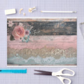 Rustiek hout, Kant, Pastel Bloemen Decoupage Tissuepapier (Craft)