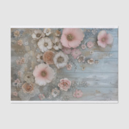Rustiek hout, Kant, Pastel Bloemen Decoupage Tissuepapier