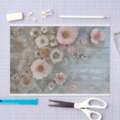 Rustiek hout, Kant, Pastel Bloemen Decoupage Tissuepapier (Craft)