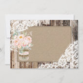 Rustiek hout kant pioen hart etsen dank u bedankkaart (Achterkant)