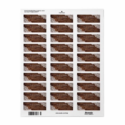 Rustiek hout  kant retour adres label (Full Sheet)