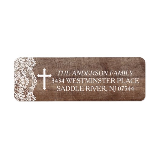 Rustiek hout kant retouradres etiket (Voorkant)