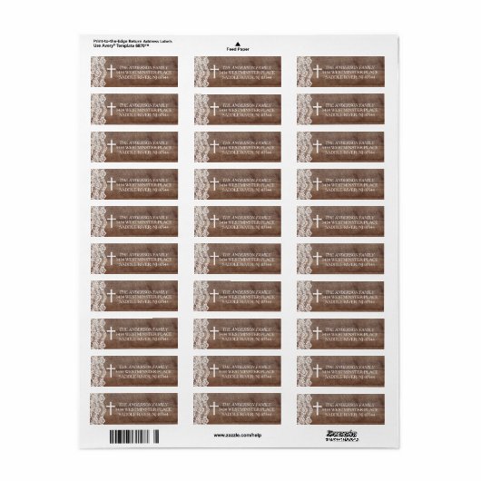 Rustiek hout kant retouradres etiket (Full Sheet)