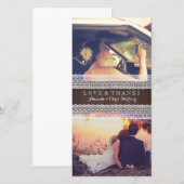 Rustiek Hout & Kant Trouwfoto Dank u Bedankkaart (Voorkant / Achterkant)