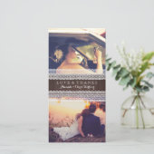 Rustiek Hout & Kant Trouwfoto Dank u Bedankkaart (Staand voorkant)