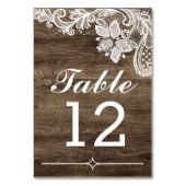 Rustiek Hout &  Kant Trouwtafel Nummer Kaart (Voorkant)