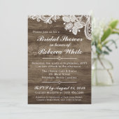 Rustiek Hout &  Kant Vrijgezellenfeest Invite Kaart (Staand voorkant)