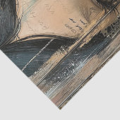 Rustiek hout, kant, weemoedig meisje, bloemen deco tissuepapier (Detail)