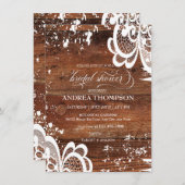 Rustiek hout | Kanten bruidsdouche Kaart (Voorkant / Achterkant)