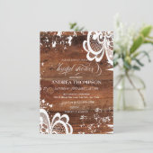 Rustiek hout | Kanten bruidsdouche Kaart (Staand voorkant)