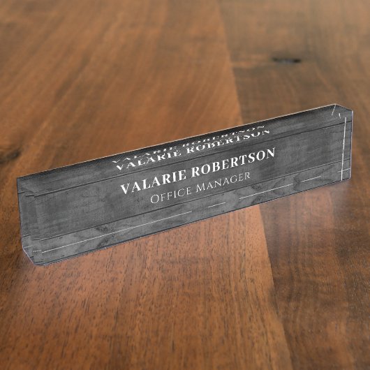 Rustiek Hout Kantoor Desk Naam Bord Naambordje (Zijkant)