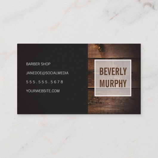 rustiek hout | kapperszaak | Barber Pole and Shear Visitekaartje (Achterkant)
