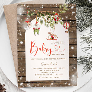 Rustiek hout kerst een vrolijk klein Baby shower Kaart