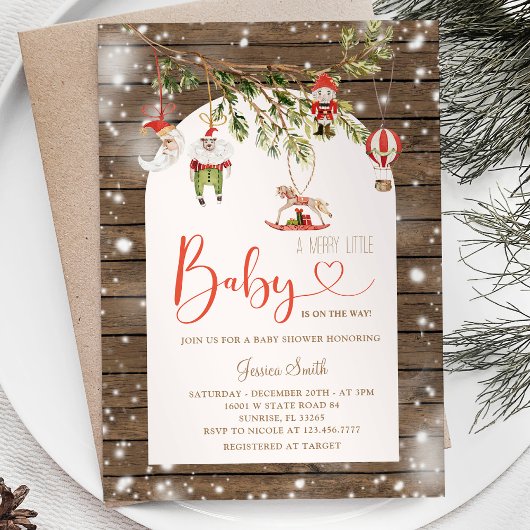 Rustiek hout kerst een vrolijk klein Baby shower Kaart