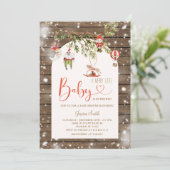 Rustiek hout kerst een vrolijk klein Baby shower Kaart (Staand voorkant)
