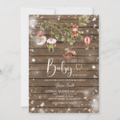 Rustiek hout kerst ornament vakantie feest kaart (Voorkant)