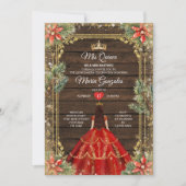 Rustiek Hout Kerst Rood Prinses Mis Quince Kaart (Voorkant)