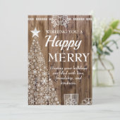 Rustiek hout kerstboom vakantie seizoen feestdagenkaart (Staand voorkant)
