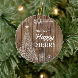 Rustiek hout kerstboom vakantie seizoen keramisch ornament