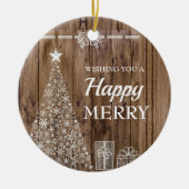 Rustiek hout kerstboom vakantie seizoen keramisch ornament (Voorkant)